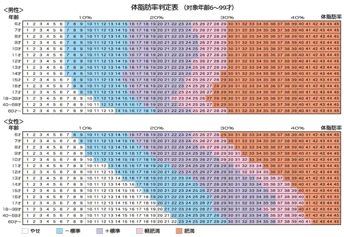 体脂肪判定表